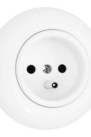 Gniazdo z uziemieniem z ramką, białe, LOFT