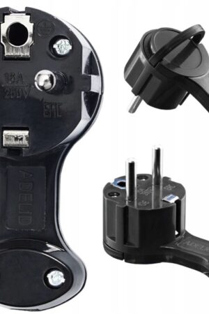 Wtyczka kątowa czarna ultrapłaska 16A 250V