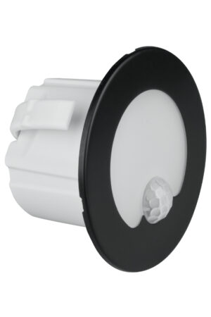 Oprawa schodowa LED z czujnikiem ruchu okrągła czarny mat