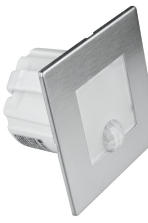 Oprawa LED schodowa z czujnikiem ruchu kwadratowa srebrna