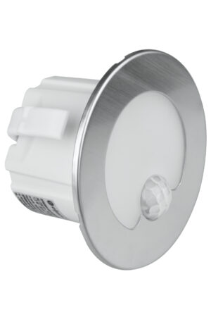 Oprawa LED schodowa z czujnikiem ruchu okrągła srebrna