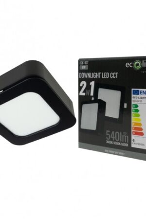 Downlight 6W kwadrat CCT 2w1 czarny