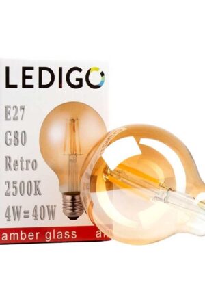 Żarówka G80 E27 4W filament amber