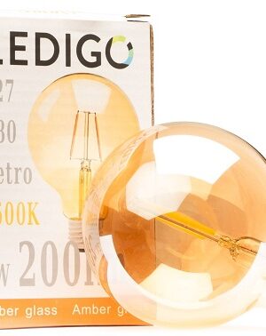 Żarówka LED G80 E27 2W filament amber