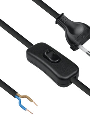 Przewód elektryczny z włącznikiem 2m czarny