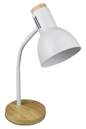 Lampka biurkowa E27 biała-drewno