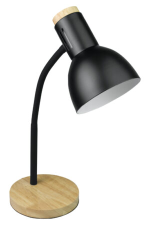 Lampka biurkowa E27 czarna-drewno
