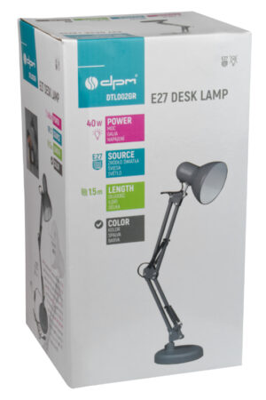 Lampka biurkowa składana E27 szara
