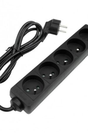 Przedłużacz 5 gniazd 1.5m 3x1.0mm2 czarny