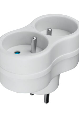 Rozgałęźnik elektryczny 2 gniazda z uziemieniem biały