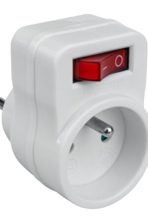 Rozgałęźnik elektryczny z włącznikiem 1 gniazdo z uziemieniem biały