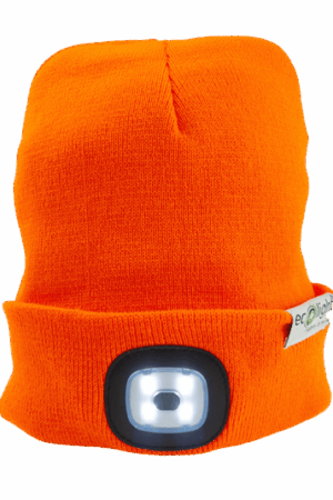 Czapka z latarką LED Pomarańczowa 1W 6500K