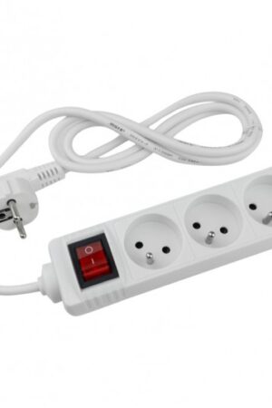 Przedłużacz 3 gniazda 1.5m z wyłącznikiem biały