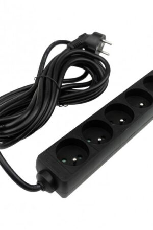 Przedłużacz 5 gniazd 5m 3x1.5mm2 czarny