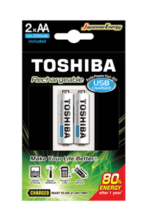 Ładowarka Toshiba + 2 akumulatorki AA 2000mAh