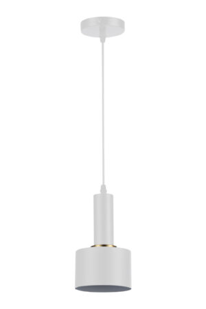 Oprawa wisząca 1xE27 biała ze złotym pierścieniem