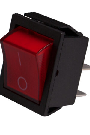 Przełącznik klawiszowy podświetlany 2 tory 15A czerwony