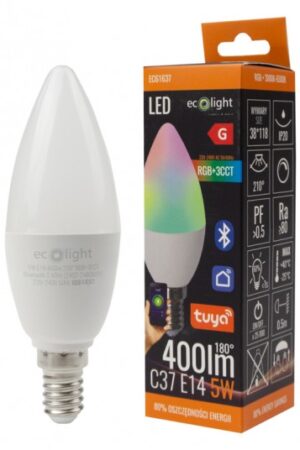 Żarówka LED C37 5W RGB+CCT Tuya Smart Bluetooth