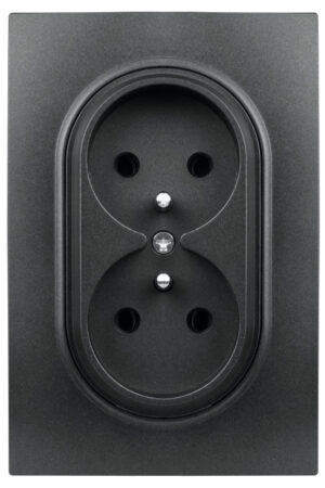 Gniazdo podwójne z ramką czarne OVAL