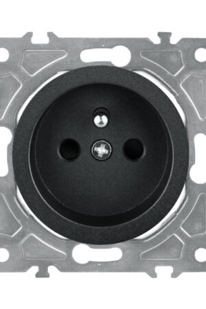 Gniazdo z uziemieniem czarne OVAL