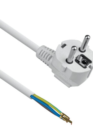 Przewód elektryczny z wtyczką kątową biały 3m