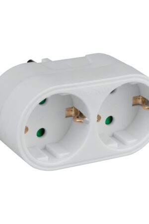 Rozgałęźnik elektryczny Schuko 2 gniazda z uziemieniem biały