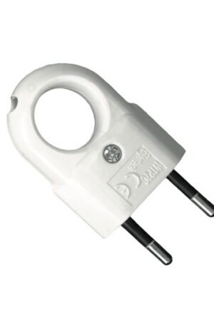 Wtyczka płaska prosta z uchwytem 2P 250V 2,5A biała