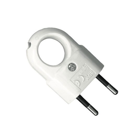 Wtyczka płaska prosta z uchwytem 2P 250V 2,5A biała