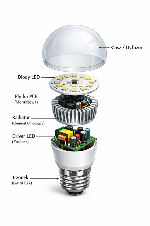 Budowa żarówki LED 