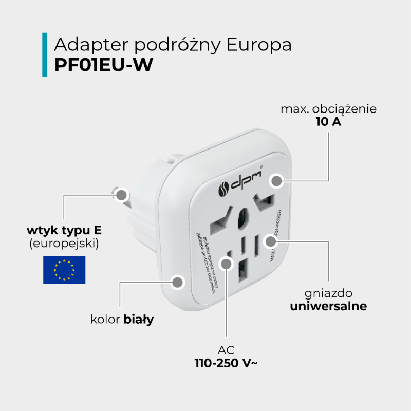 Adapter podróżny Europa biały - obrazek 3