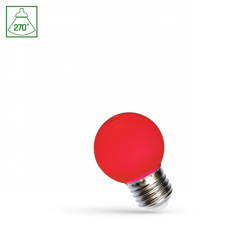 Żarówka LED E27 230V 1W kula barwa czerwona