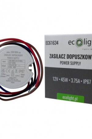 Zasilacz do puszki fi60 3,75A 45W 12V IP67 50x22
