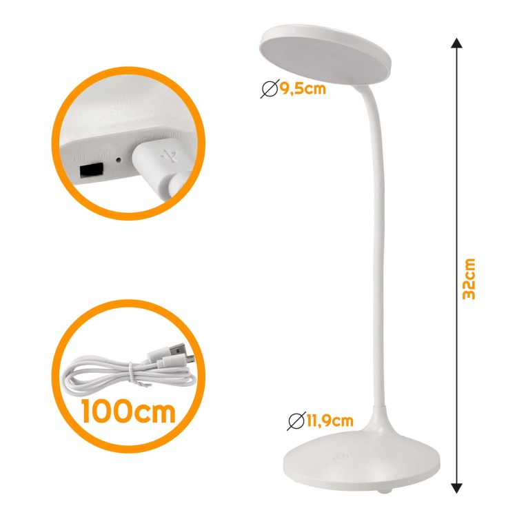 Lampka biurkowa LED USB z akumulatorem USTKA - obrazek 2