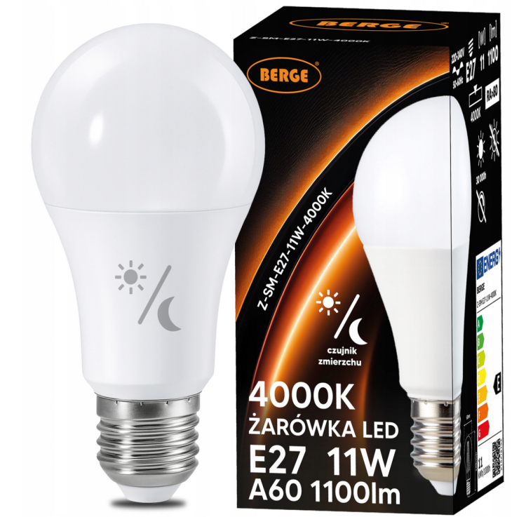 Żarówka LED E27 11W 1110lm 4000K z czujnikiem zmierzchu