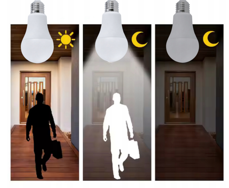 Żarówka LED E27 11W 1055lm 4000K z mikrofalowym czujnikiem PIR - obrazek 3