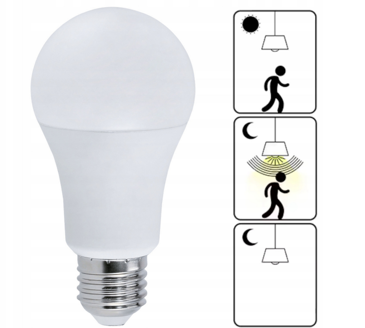 Żarówka LED E27 11W 1055lm 4000K z mikrofalowym czujnikiem PIR - obrazek 4