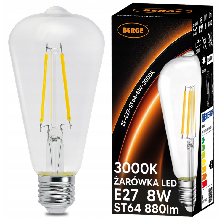 Żarówka LED E27 Filament ST64 6W 660lm 3000K
