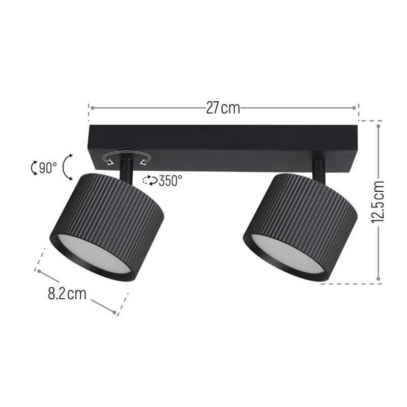 Lampa punktowa 2 x GX53 czarna - obrazek 2