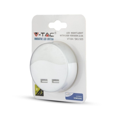 Lampka nocna do gniazdka 2xUSB 10lm 3000K - obrazek 2