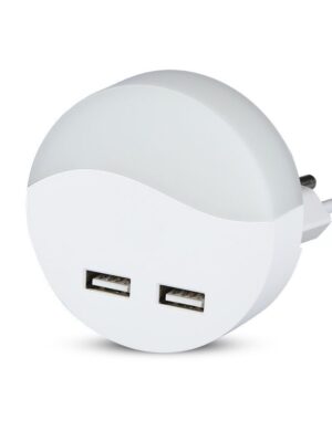 Lampka nocna do gniazdka 2xUSB 10lm 3000K