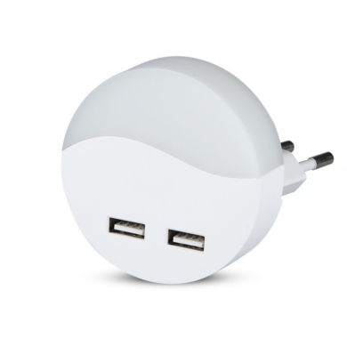Lampka nocna do gniazdka 2xUSB 10lm 3000K