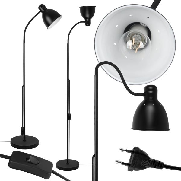 Lampa Podłogowa Czarna Regulowana E27 - obrazek 2