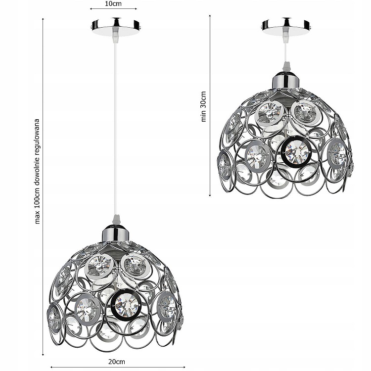 Lampa Wisząca Glamour Chrom 1x E27 - obrazek 4