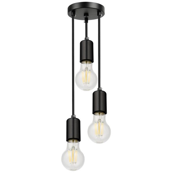 Lampa Wisząca Czarna 3x E27