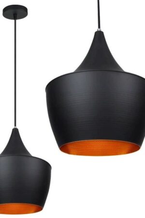 Lampa Wisząca Czarna/Złoto 1x E27