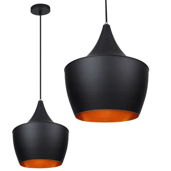 Lampa Wisząca Czarna/Złoto 1x E27