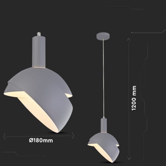 Lampa dekoracyjna wisząca aluminiowa szara E14 - obrazek 4
