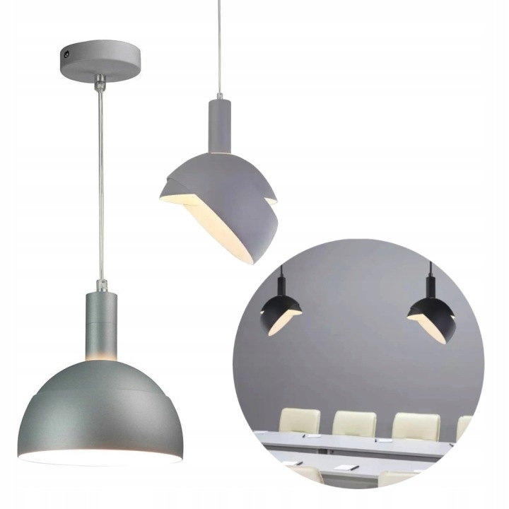 Lampa dekoracyjna wisząca aluminiowa szara E14