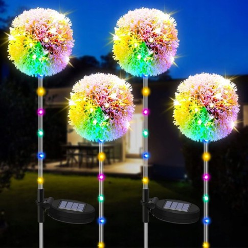 Lampa solarna LED wbijana ogrodowa Mniszek RGB - obrazek 5