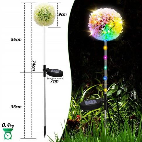 Lampa solarna LED wbijana ogrodowa Mniszek RGB - obrazek 4